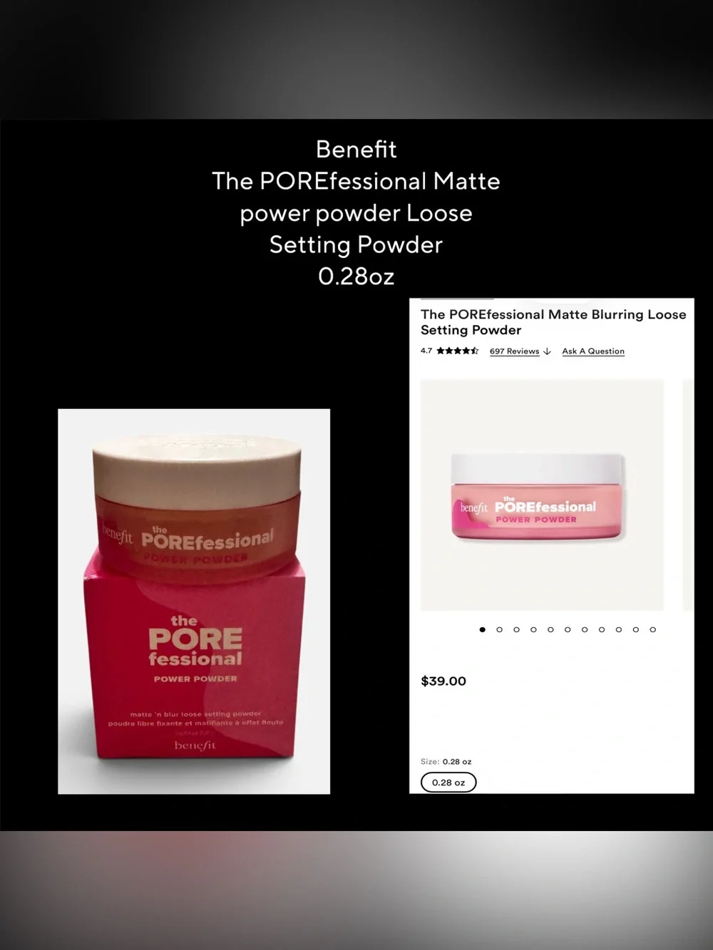 Benefit POREfessional Matte Power Powder setting powder 0.28oz